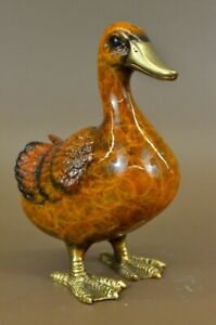 Vintage French Art Deco Duck Bookend Book End Bird Bronze Painted Sculpture Deal