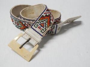 Antique Vintage Eastern Sioux Plains Indian Beaded Belt Great Old Buckle