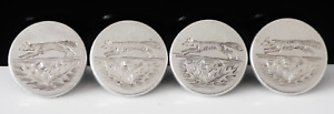 4 Sterling Silver Hunting Buttons Royal Caledonian Hunt Club Of Scotland 1907
