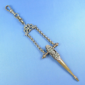 Victorian Chatelaine Scissors Knife Case Pendant Antique Sewing Tool