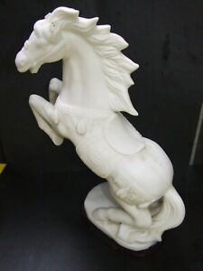 Vintage Chinese Tang Dynasty Style White Ceramic Horse Figurine Collectables18 H