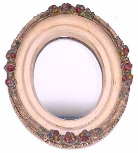 Vintage Fruit Picture Frame Ornate Mirror Oval High Relief