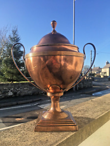 Stunning Large Antique Art Nouveau Copper Pedestal Presentation Urn Cup Trophy