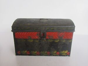 Antique 19th Century Pa Tin Toleware Folk Art Document Box