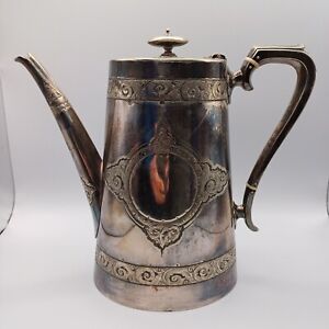 Martin Hall Co Old Silver Plate Coffee Pot Engraved Decoration