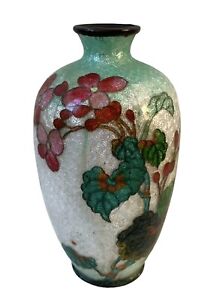 Antique Japanese Meiji Period Ginbari Cloisonne Vase With Marking 3 5 