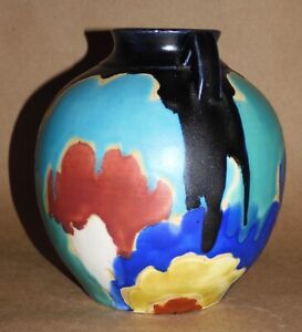 Clouds Of Color Awaji 5 5 Round Two Handled Pot Sanpei Kiln Mark 1922 39 Japan