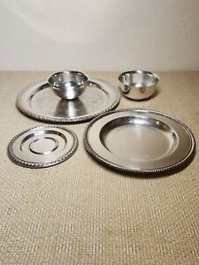 Vintage Silver Plated Set Silverplate Us Trays Bowl Lot Antique