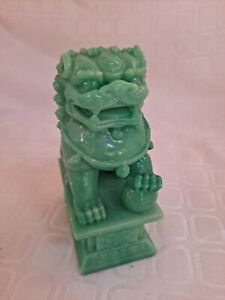 Jade Green Lucky Foo Fu Dog Lion Guardian Resin Male Only Piece Not Mint