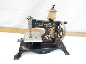 Antique German Child Toy Antique Tole Eagle Mark Sewing Machine Hand Crank