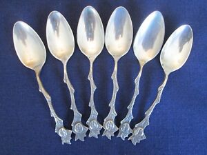 Set 6 Coffee Spoons Vintage 900 Silver Floral Pattern Lovely