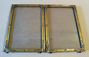 Large Original Double Hinged Antique Arts Crafts Gilt Wood Picture Photo Frame