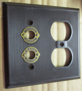 Yaxley Us Fine Lines Brown Bakelite 2gang Radio Duplex Outlet Wall Plate Cover