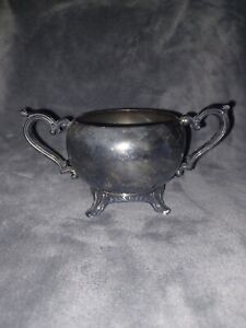 Signed Vintage Wm Rogers Silver Plate Footed Sugar Bowl
