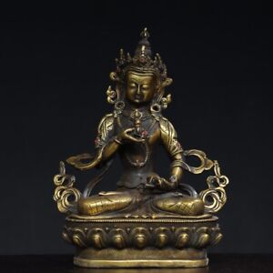 Chinese Antique Bronze Gemstones Inlaid With Buddha Statues Of Satya Vajra