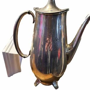 Antique 1920s 1847 Roger Bros Argosy Floral Leaf Engraved Silverplate Coffee Pot