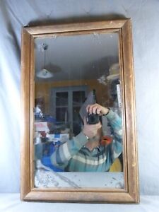 Large Antique Mercury Mirror In Wooden Frame Late 19th Century