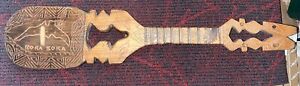 Vintage Wooden Hand Carved Guitar Folk Instrument Signed Bora Bora Free Shipping
