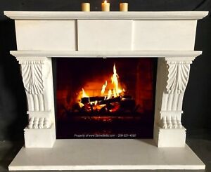 White Marble Mantel Hand Carved Stone Mantle Claw Foot Design