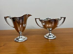 Antique Wh Co Weighted Sterling Creamer Sugar Bowl Set Weight Is 6 8 Oz