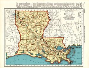 1942 Vintage Map Of Louisiana Antique Louisiana State Map Wall Decor 1195