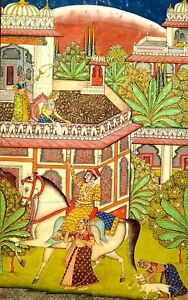 Hindu Courtese Scene Illuminated Book Page Gouache On Paper India Xix