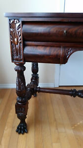 Antique Writing Table Desk Vanity Carved Mahogany Sofa Table Paws