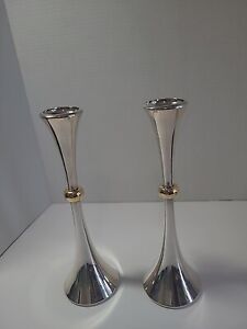 Dansk Designs Japan Silver Plated Candlestick Holders Very Good Condition 2 