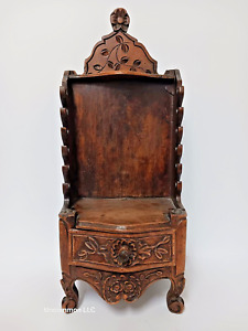 Antique 19th Century French Provincial Salt Box Hand Carved