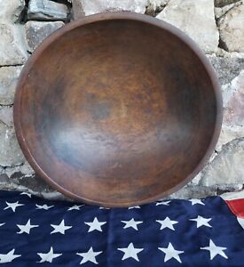 Large 20 Turned Wooden Dough Bowl Primitive Pennsylvania Farm Antique 19th Cent