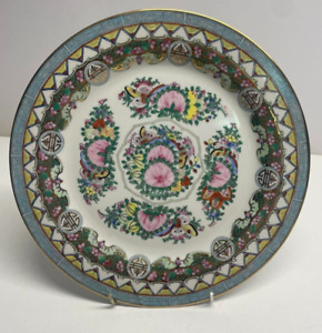 Chinese Export Canton Rose Hand Painted Decorative Plate F64 Porcelain