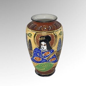Vintage Hand Painted Geisha Vase Japan 5 T