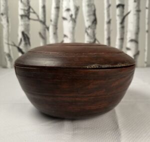 Antique Japanese Large Wooden Lidded Bowl Mingei Wabi Sabi 12 X 16 
