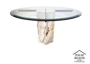 Italian Marble Glass Dining Table Mcm