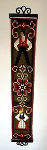 Handmade In Norway Hanging Tapestry Needlework Needlepoint With Ironwork 6 75 W