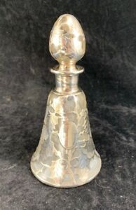 Antique Sterling Silver Overlay 5 Perfume Bottle Leaf Design No Monogram