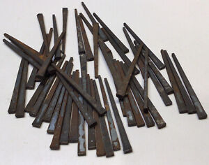 50 Antique 2 5 Steel Square Cut Head Nails Rusty Lot Original Vintage Spikes