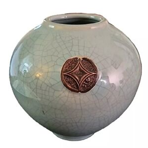 Beautiful Large Contemporary Chinese Vase With Celadon Crackle Glaze 8 