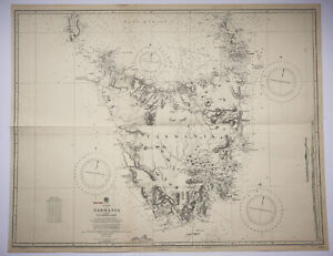 Nautical Chart Tasmania Formerly Van Diemen Land U K Admiralty 1952