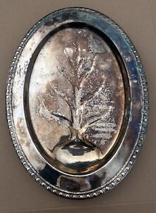 Large Silver Plated Metal Meat Carving Serving Footed Tray 16 1 4 