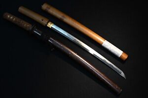 Wakizashi Japanese Antique Sword Mumei Edo Era Shirasaya Koshirae
