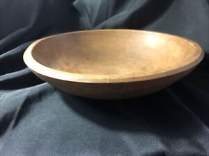 Antique Primitive Turned Wood 10 25 Rimmed Wooden Dough Chopping Bowl
