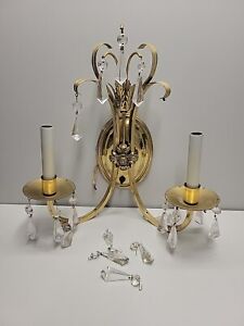 1 Underwriter Laboratories Ornate Brass Wall Sconce Faux Double Arm Candle Light