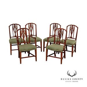 Hickory Chair Mount Vernon Hepplewhite Style Set Six Mahogany Dining Chairs