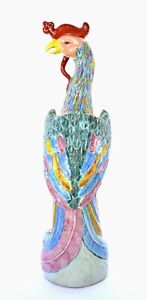 1930 S Chinese Famille Rose Porcelain Phoenix Bird Figurine Marked 14 4 