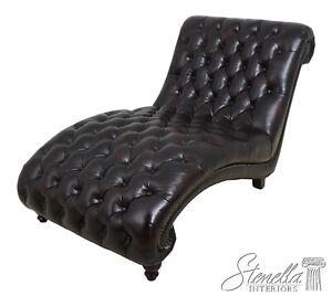 63556ec English Style Tufted Leather Chesterfield Chaise Lounge