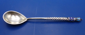 Vintage Russian 84 Silver Demitasse Spoon With Enamel