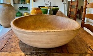 Antique Americana Primitive Giant Carved Wooden Ash Stave Dough Bowl