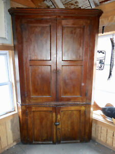 Large Original Antique Primitive Corner Cabinet