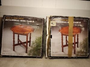U7 Oak Octagon Side Table Lamp Table Veneer Parquet Lot Of 2 Tables In Boxes